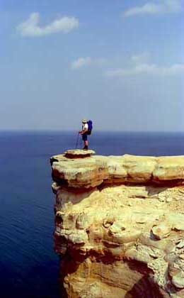 Hiker at Pictured Rocks