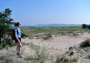 A hiker on the Platte Plains Trail that would be part of the proposed Bay-To-Bay Trail across Sleeping Bear Dunes National Lakeshore.